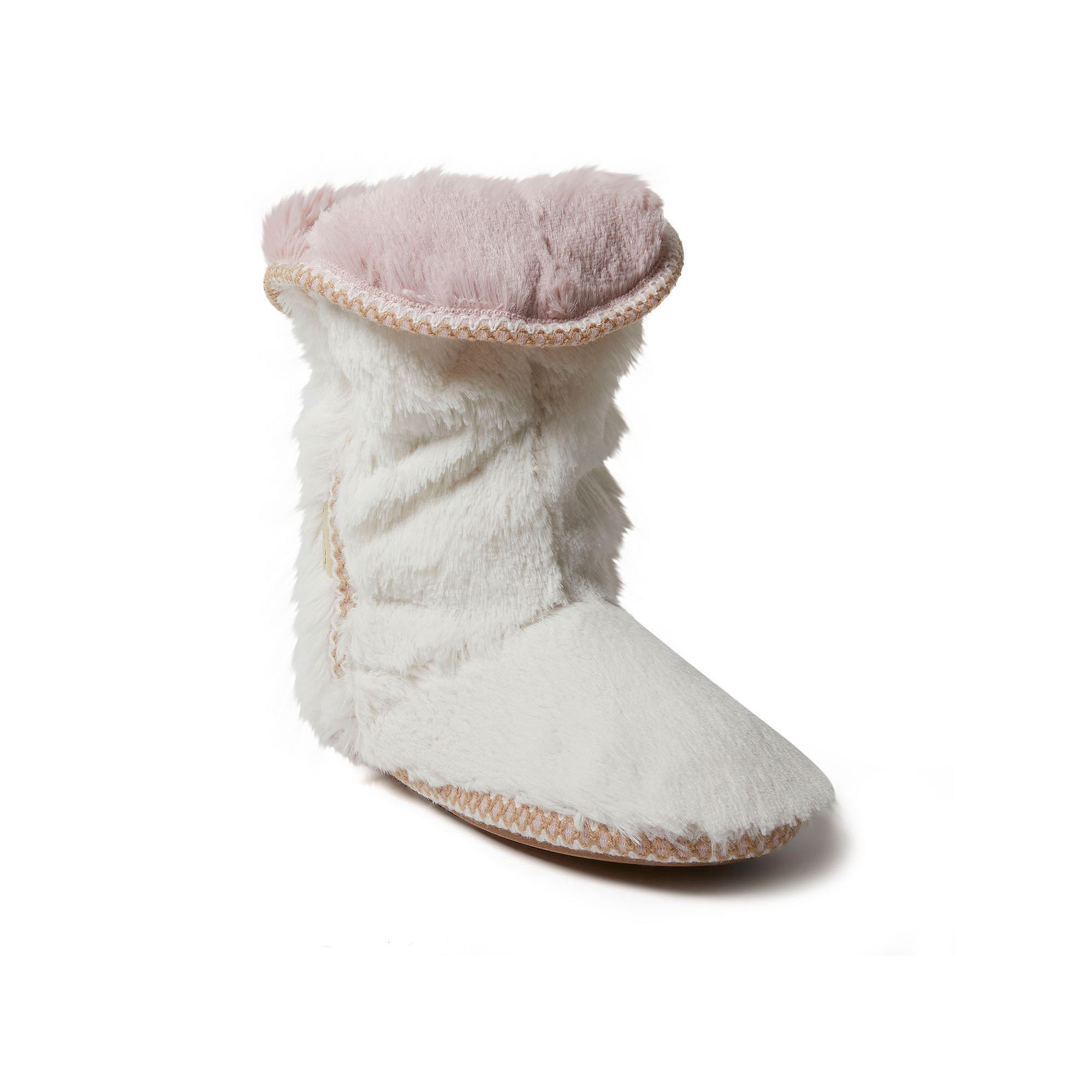 Dearfoams Faux Fur Fold-Down Womens Slippers, Size: Small, Muslin