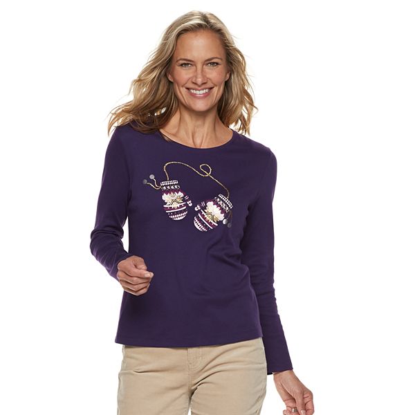 Petite Croft & Barrow® Holiday Long-Sleeve Top