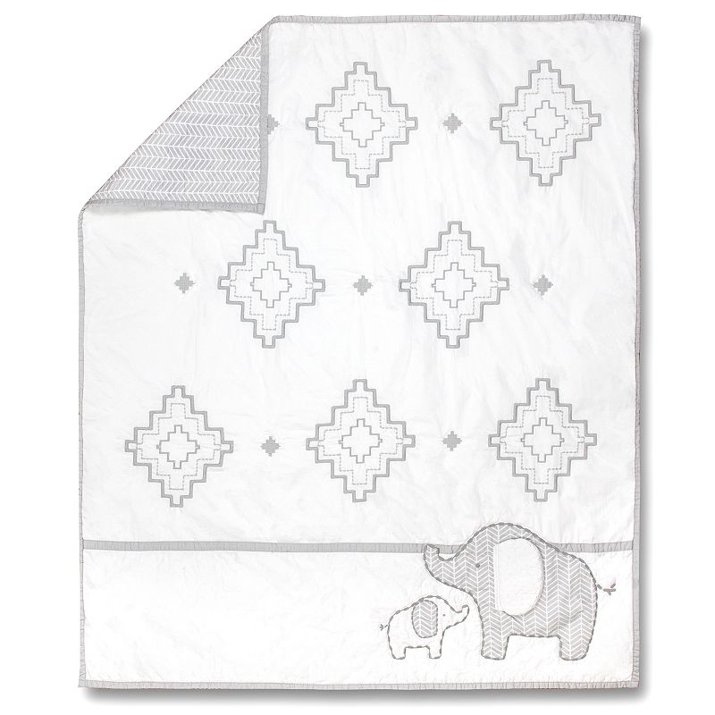 Wendy Bellissimo Hudson Elephant Reversible Crib Quilt, Grey