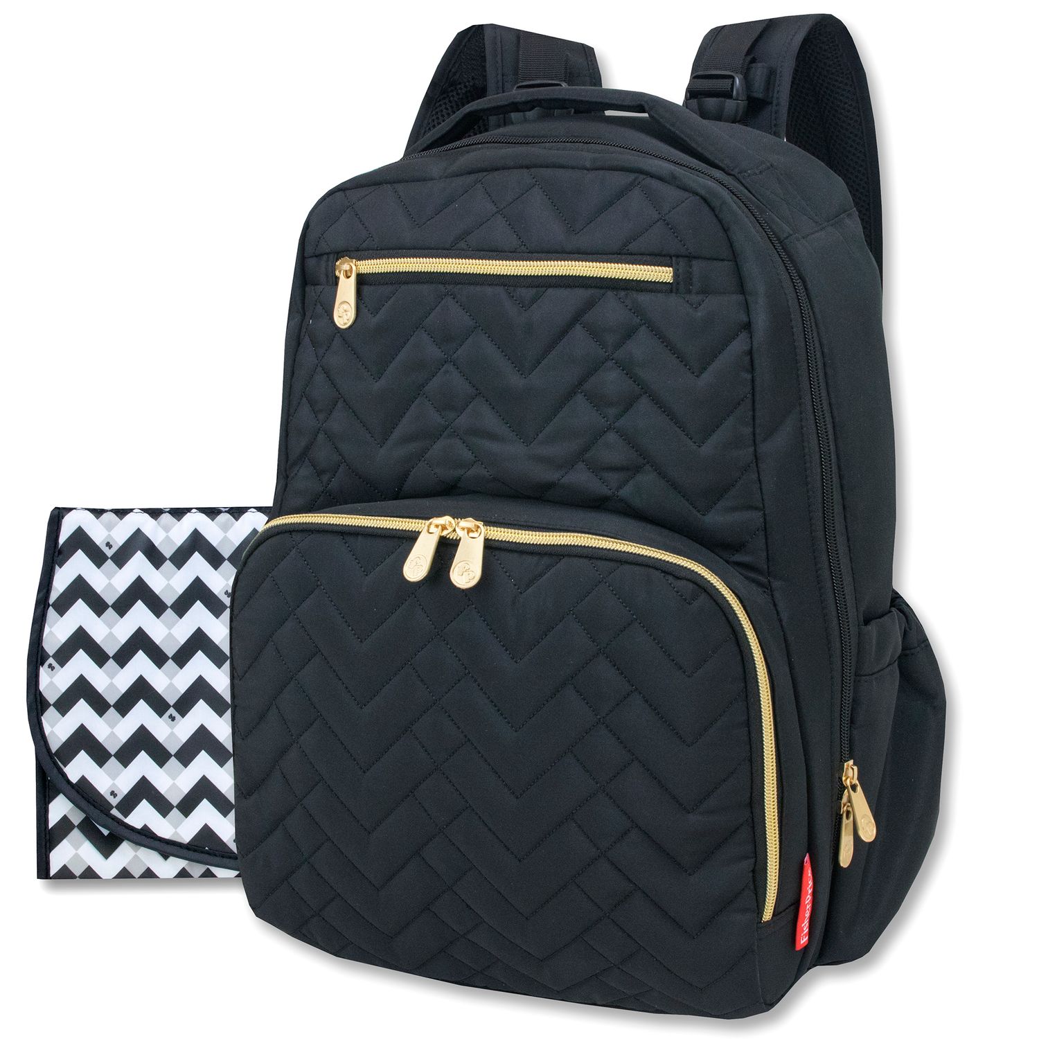 black and gold diaper bag backpack