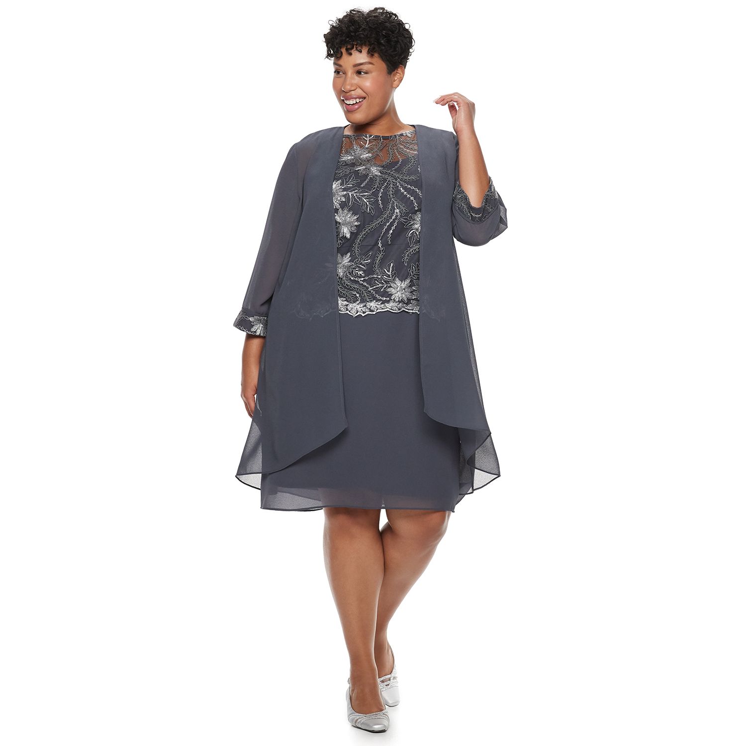 plus size dress with duster jacket