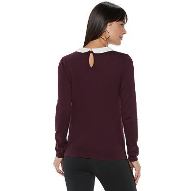 Women's ELLE™ Lace Peter-Pan Collar Sweater