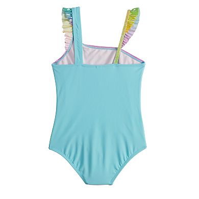 Girls 4-6x SO® Ocean Dreams Shine Rainbow Asymmetrical One-Piece Swimsuit