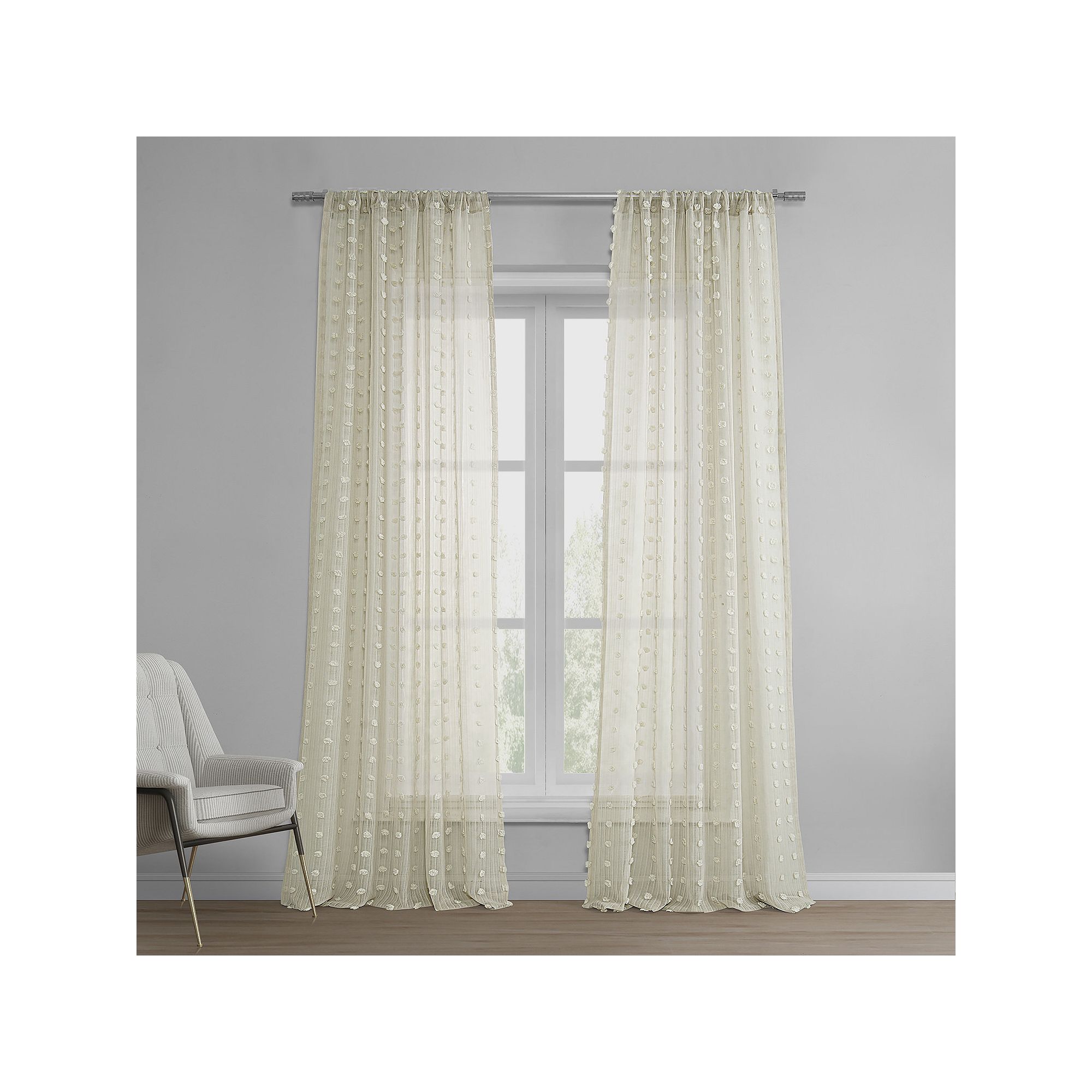 EFF Strasbourg Dot Patterned Sheer Curtain, Strasbourg Dot Beige