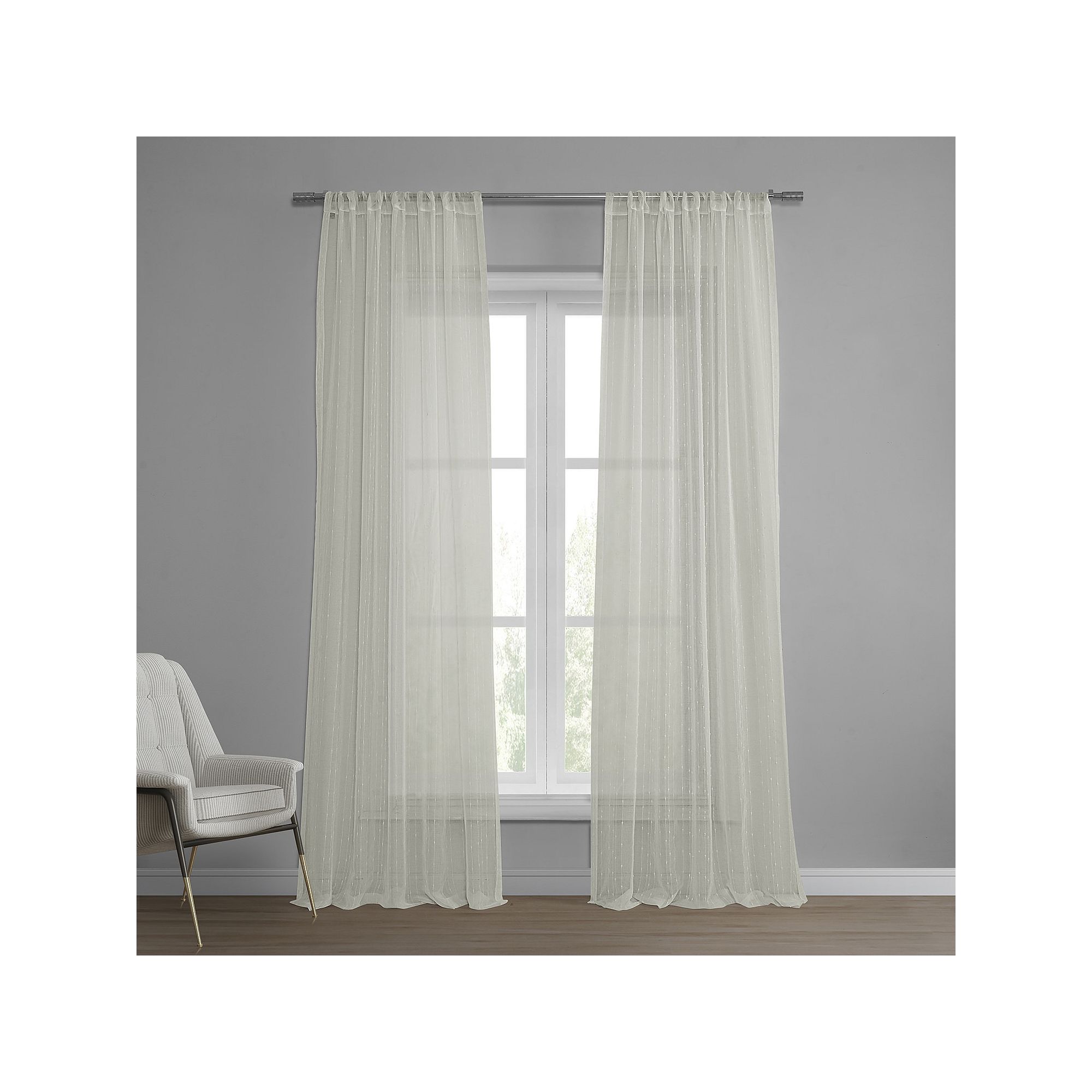 EFF Montpellier Striped Sheer Curtain, White
