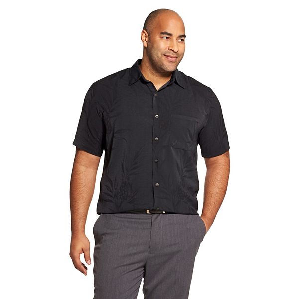 Freely Mens Summer Short-Sleeve Plus Size Print Button Down Shirt