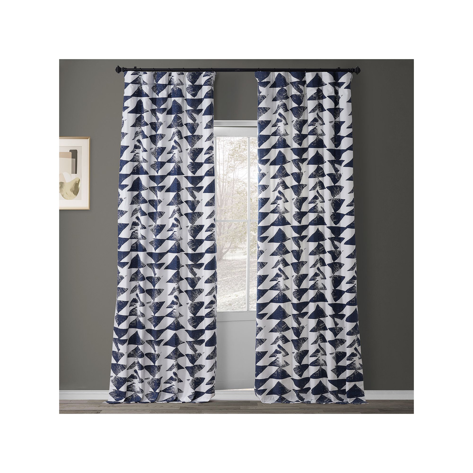 EFF Triad Printed Cotton Twill Curtain, Blue
