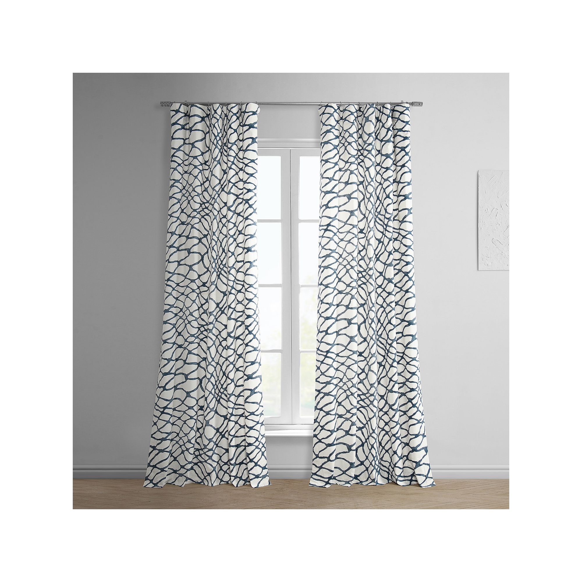 EFF Printed Cotton Room Darkening Curtain Panel, Blue
