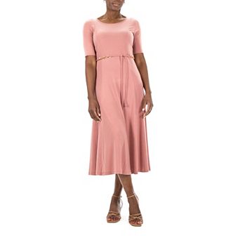 Women's Nina Leonard Sylvia Midi Dress with Chain Belt