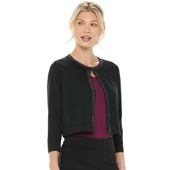Women's Nina Leonard Embellished Crop Cardigan