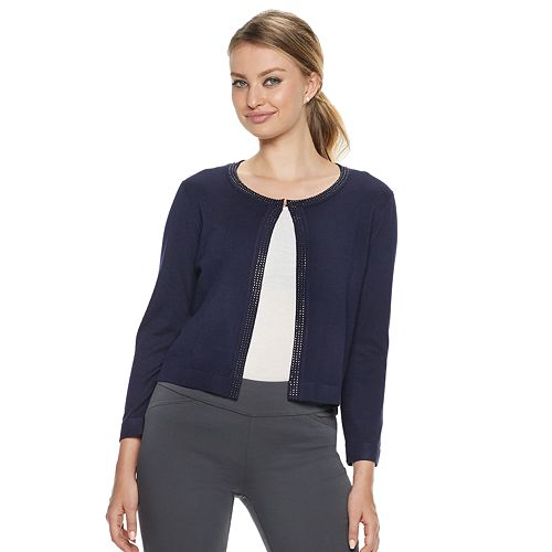 Women's Nina Leonard Embellished Crop Cardigan