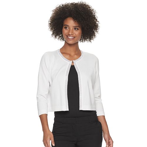 Women's Nina Leonard Embellished Crop Cardigan