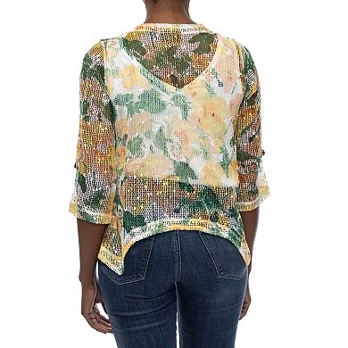 Women's Nina Leonard Print Sheer Cardigan