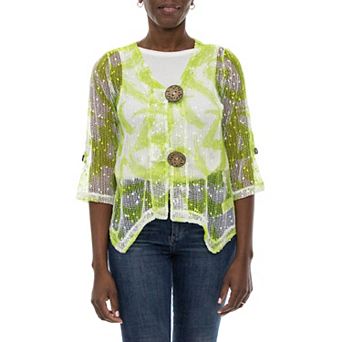 Women's Nina Leonard Print Sheer Cardigan
