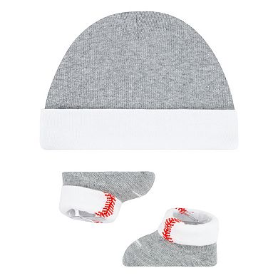 Newborn Baby Nike Baseball Beanie Hat & Booties Set