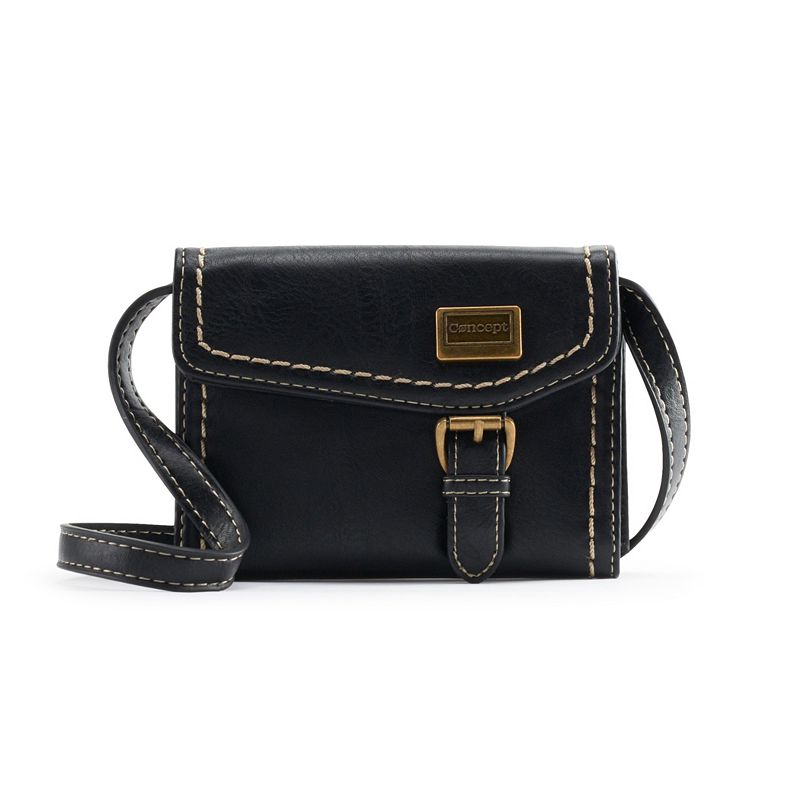 Concept Amhearst Asymmetrical Crossbody Wallet, Black
