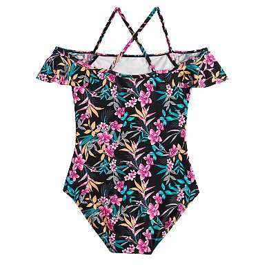 Girls 7-16 & Plus Size SO® Tropic Darling Off-The-Shoulder Floral One-Piece Swimsuit