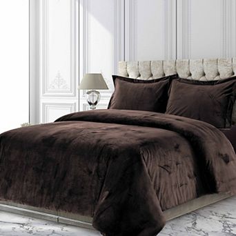 Tribeca Living Venice Velvet Oversized Solid Duvet Set