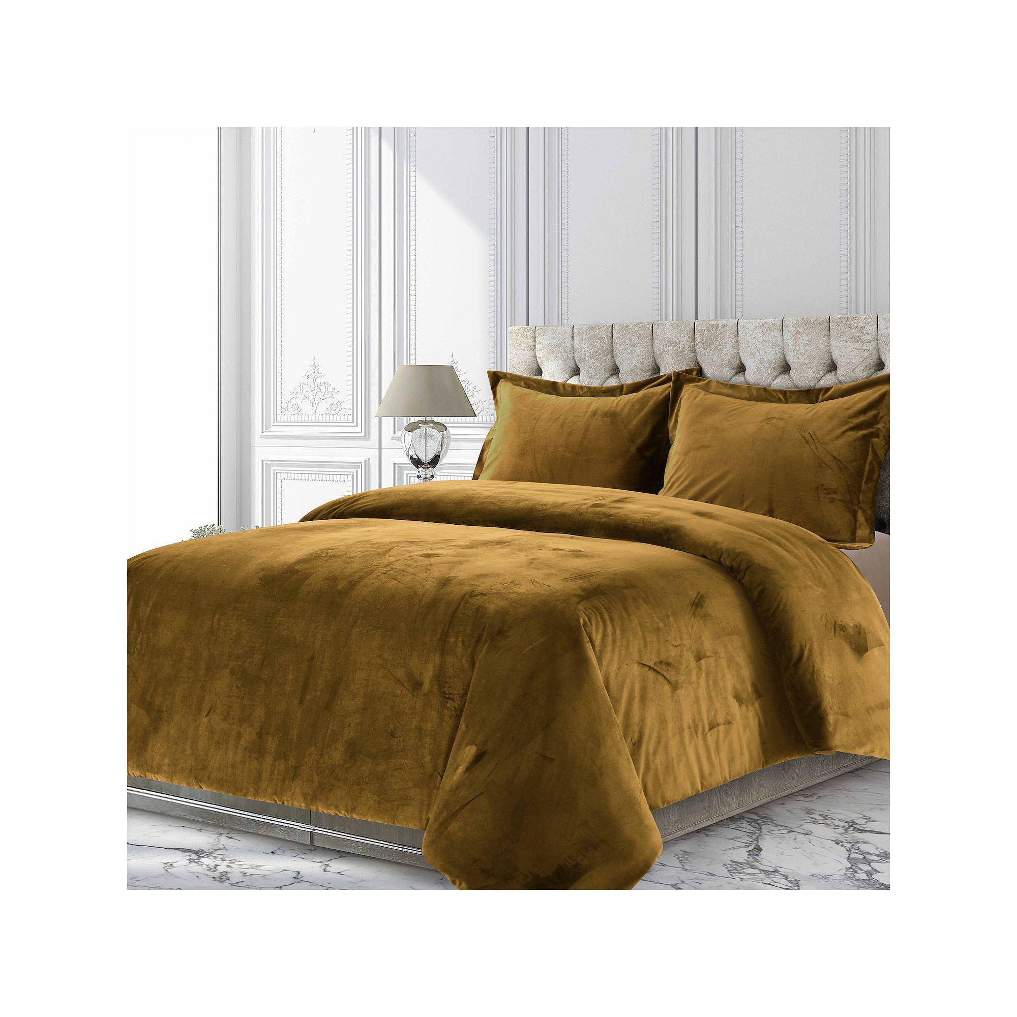 Tribeca Venice Velvet Oversized Solid Duvet Set, Camel
