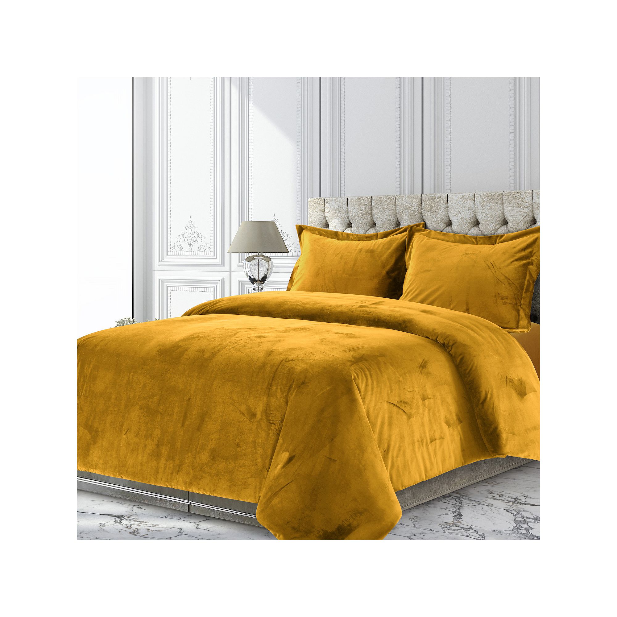 Tribeca Venice Velvet Oversized Solid Duvet Set, Gold