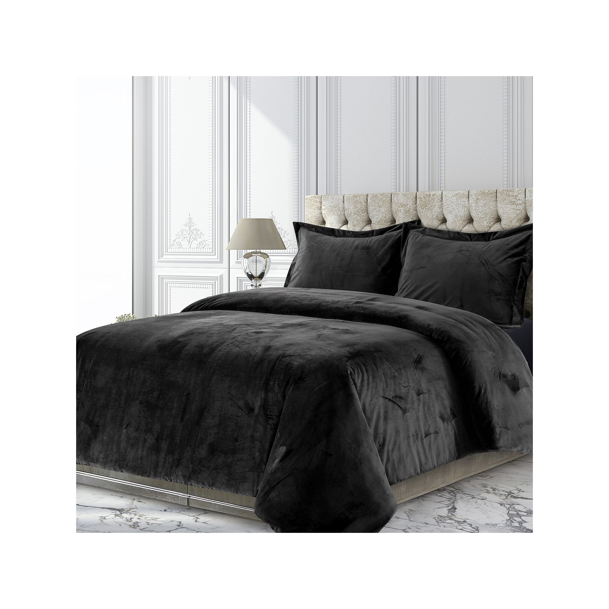 Tribeca Venice Velvet Oversized Solid Duvet Set, Gray