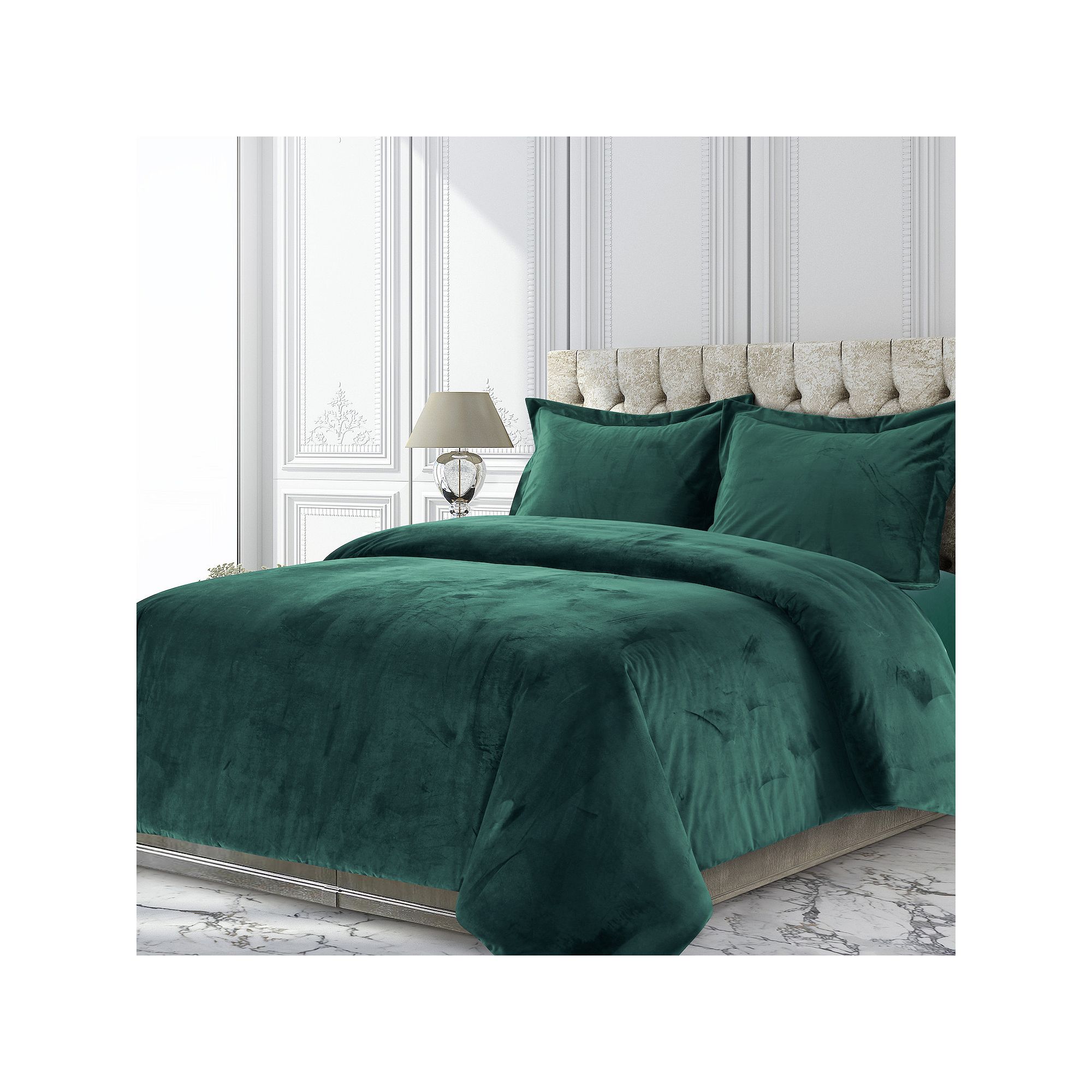 Tribeca Venice Velvet Oversized Solid Duvet Set, Green