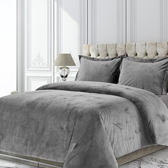 Tribeca Living Venice Velvet Oversized Solid Duvet Set