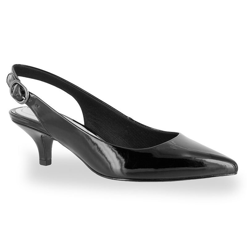 FAYEBLACKPATENT Easy Street Faye Womens Slingback Heels, Size: 10, sku FAYEBLACKPATENT