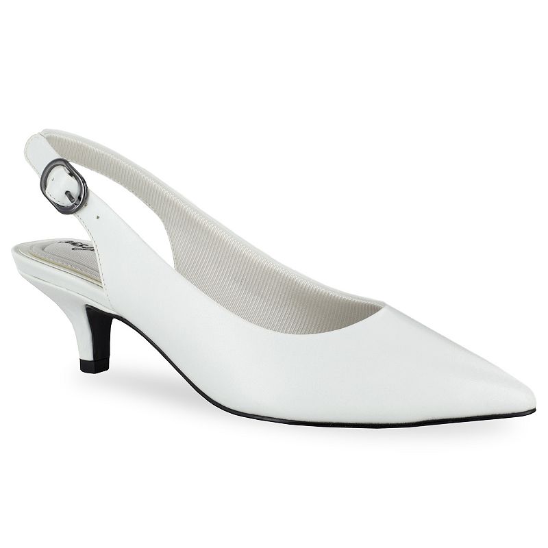 FAYEWHITE Easy Street Faye Womens Slingback Heels, Size: 10, sku FAYEWHITE