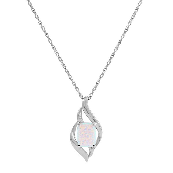 Sterling Silver Created Opal Necklace