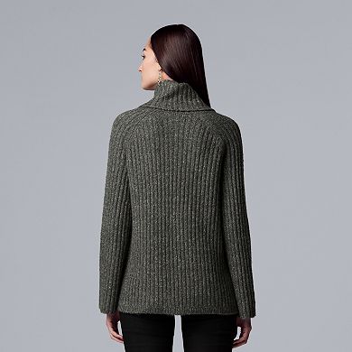Women's Simply Vera Vera Wang Ribbed Cowlneck Tunic Sweater