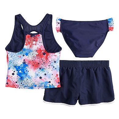Girls 7-16 & Plus Size Fireworks Tankini Top, Bottoms & Shorts Swimsuit Set