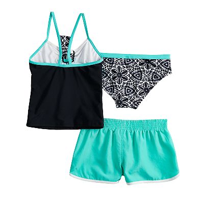 Girls 7-16 & Plus Size Carousel Caper Tankini Top, Bottoms & Shorts Swimsuit Set