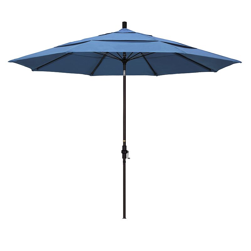 California Umbrella 11-ft. Sun Master Bronze Finish Patio Umbrella, Med Blu