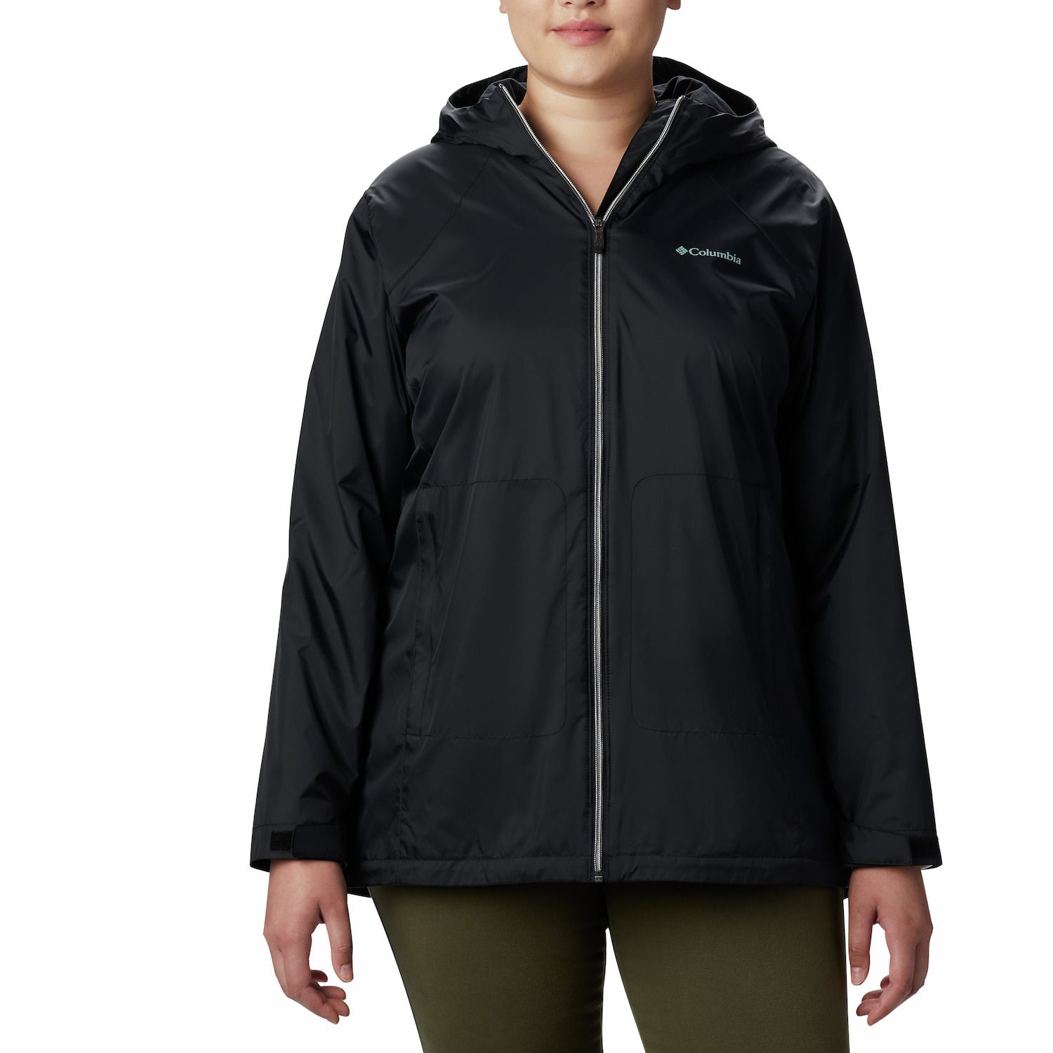 plus size columbia rain to fame hooded rain jacket