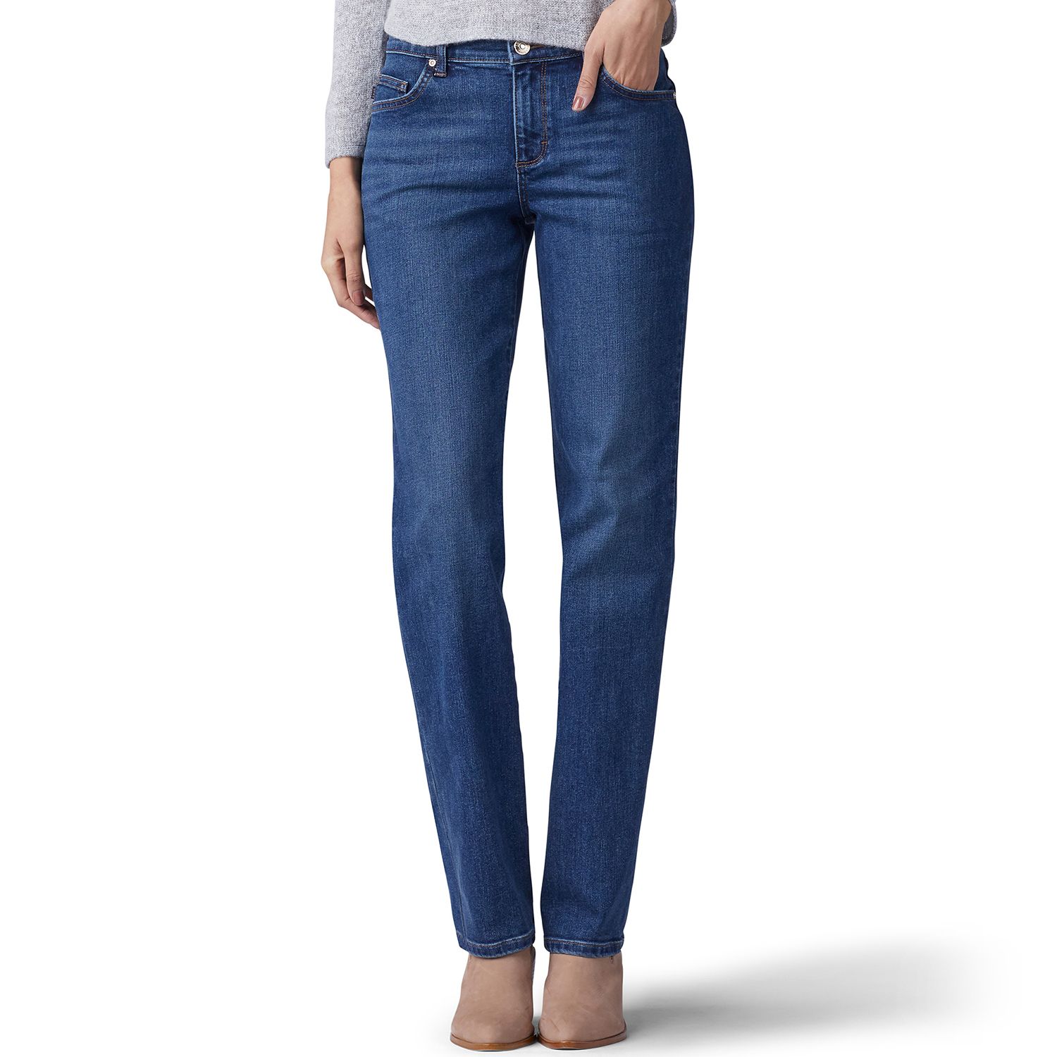 lee relaxed fit straight leg mid rise jeans