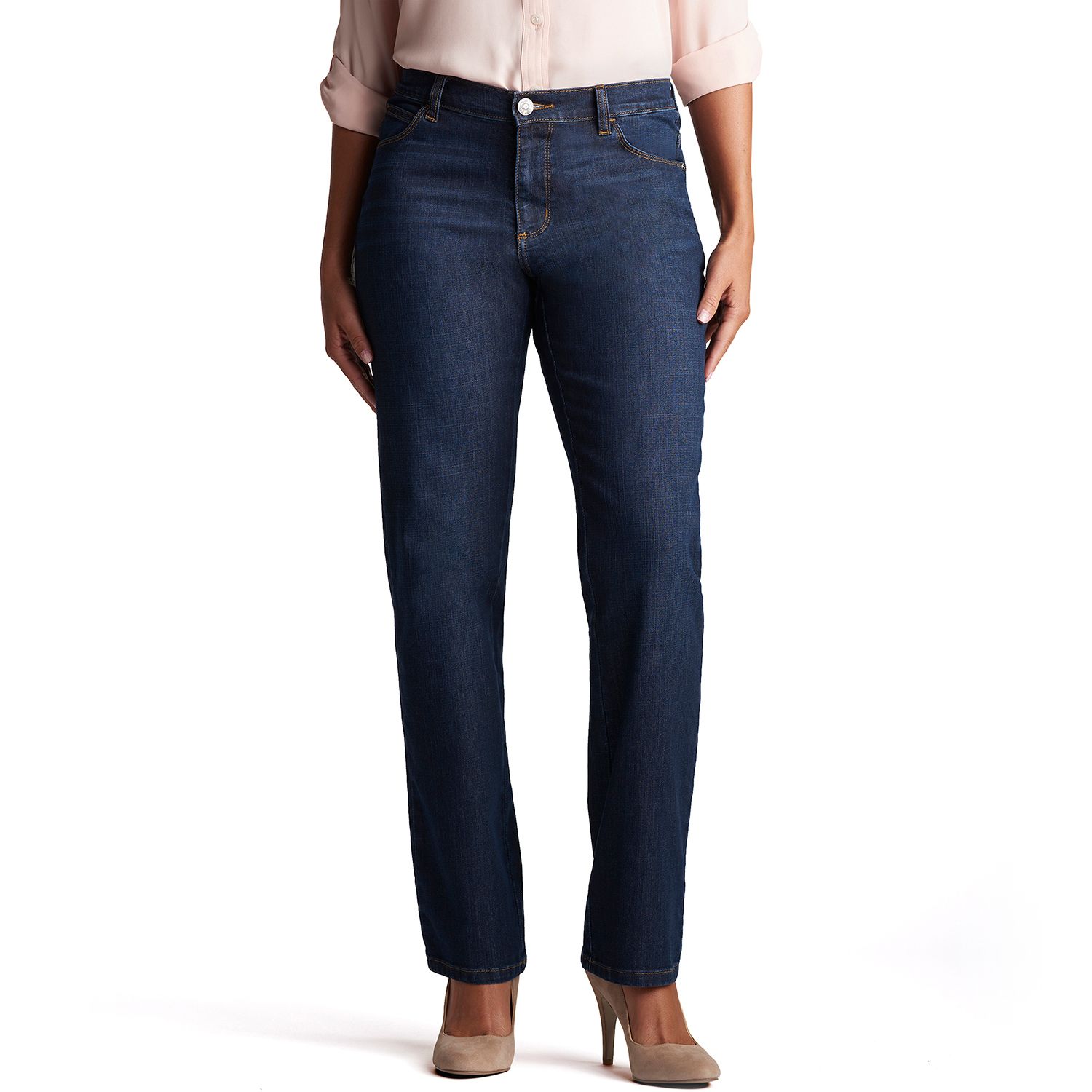 lee perfect fit jeans just below the waist
