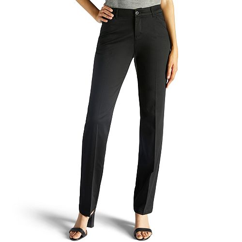 Petite Lee Flex Motion Straight-Leg Mid-Rise Pants