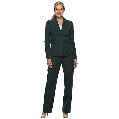 Women s Le Suit Notch Lapel Deep Green Pant Suit