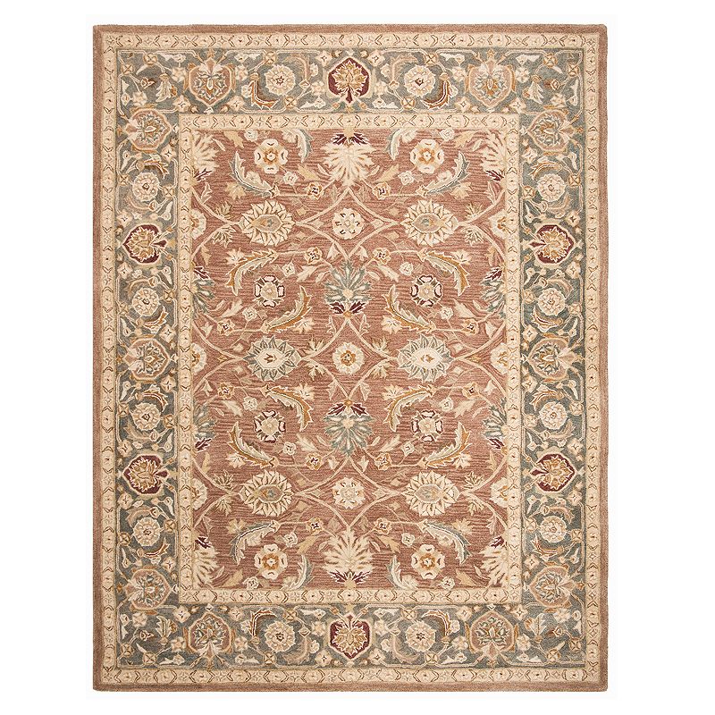 Safavieh Anatolia Michelle Framed Floral Wool Rug, Brown, 8Ft Rnd