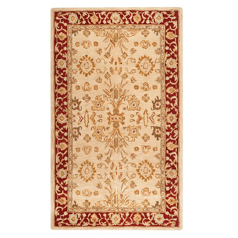 Safavieh Anatolia Madelyn Framed Floral Wool Rug, Beige, 6Ft Rnd