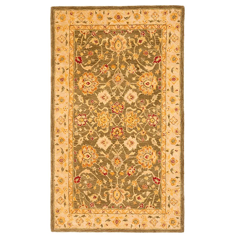 Safavieh Anatolia Kensie Framed Floral Wool Rug, Green, 6Ft Rnd