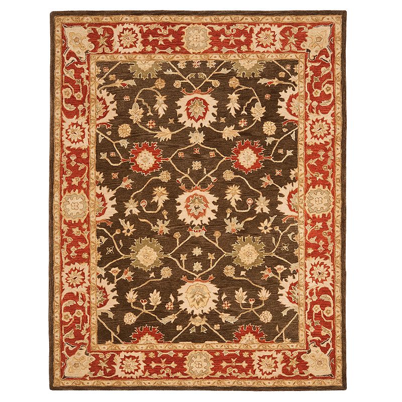 Safavieh Anatolia Pennington Framed Floral Wool Rug, Green, 8Ft Rnd