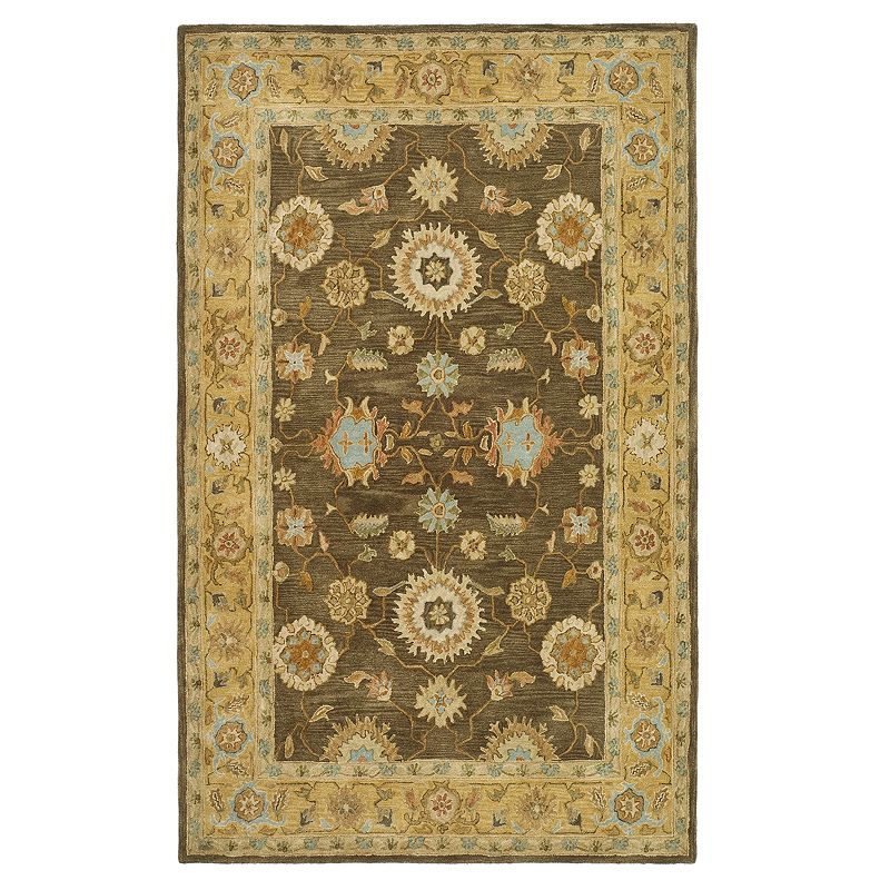 Safavieh Anatolia Rochelle Framed Floral Wool Rug, Brown, 8X10 Ft