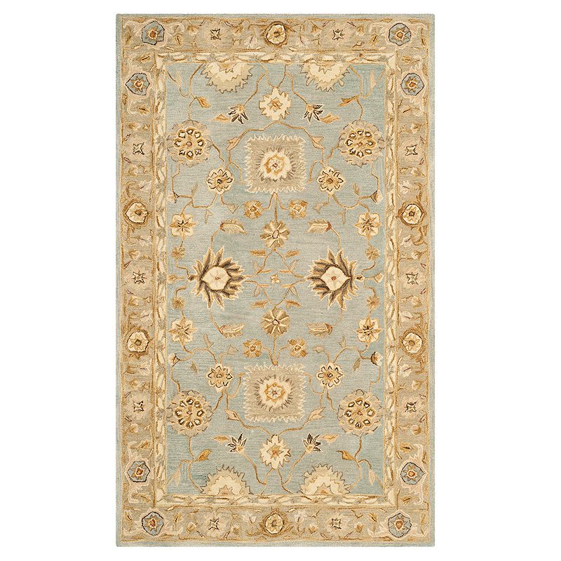 SAFAVIEH Anatolia Sherman Traditional Wool Area Rug  Light Blue/Sage  4  x 6