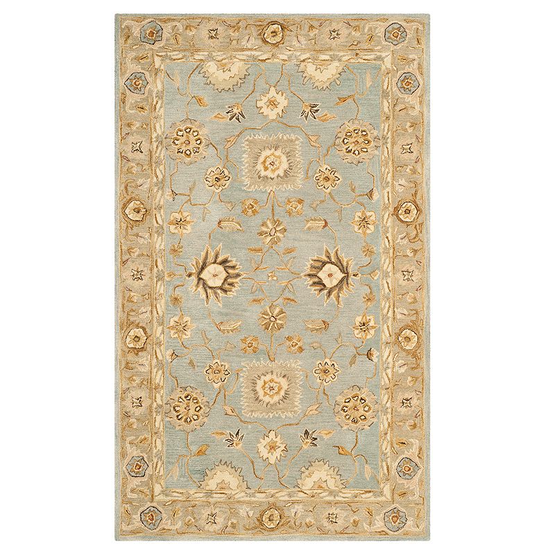 Safavieh Anatolia Rochelle Framed Floral Wool Rug, Blue, 5X8 Ft