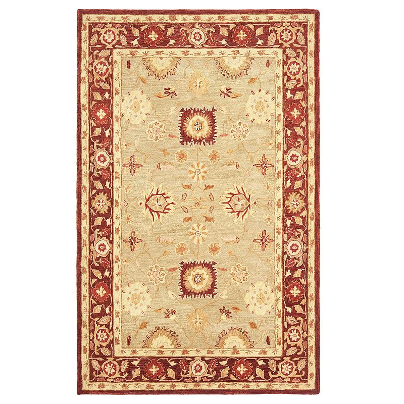 Safavieh Anatolia Rochelle Framed Floral Wool Rug, Green, 6FT Sq