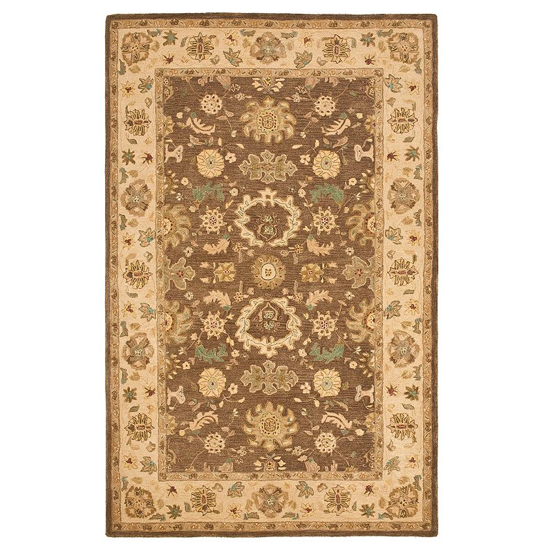 Safavieh Anatolia Blaine Framed Floral Wool Rug, Brown, 5X8 Ft