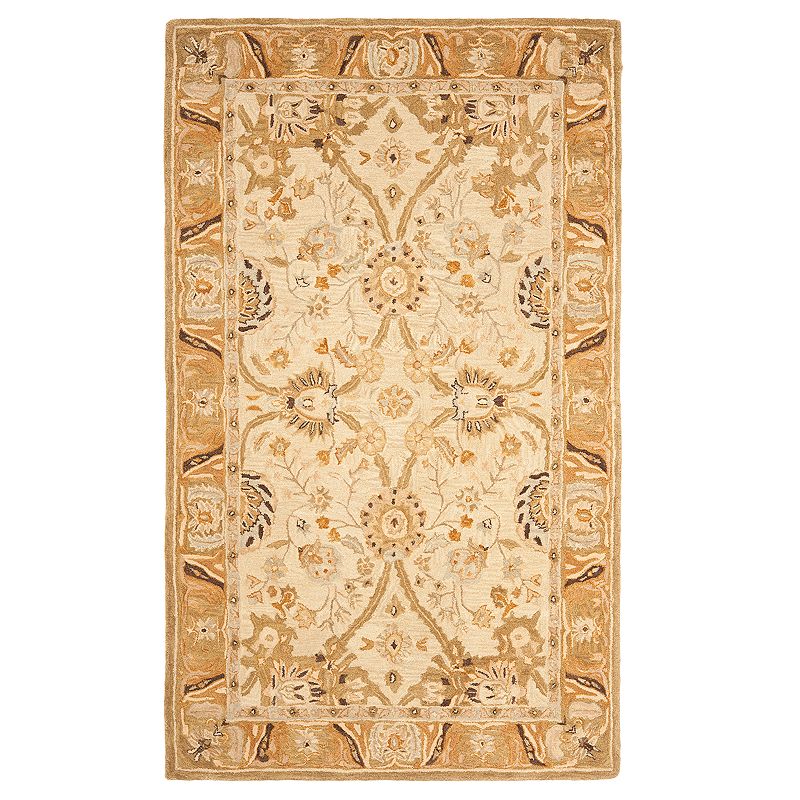 Safavieh Anatolia Suzanne Framed Floral Wool Rug, Silver, 5X8 Ft