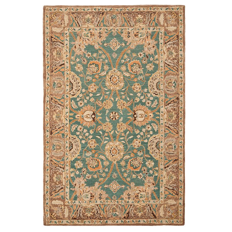 Safavieh Anatolia Suzanne Framed Floral Wool Rug, Blue, 6Ft Rnd